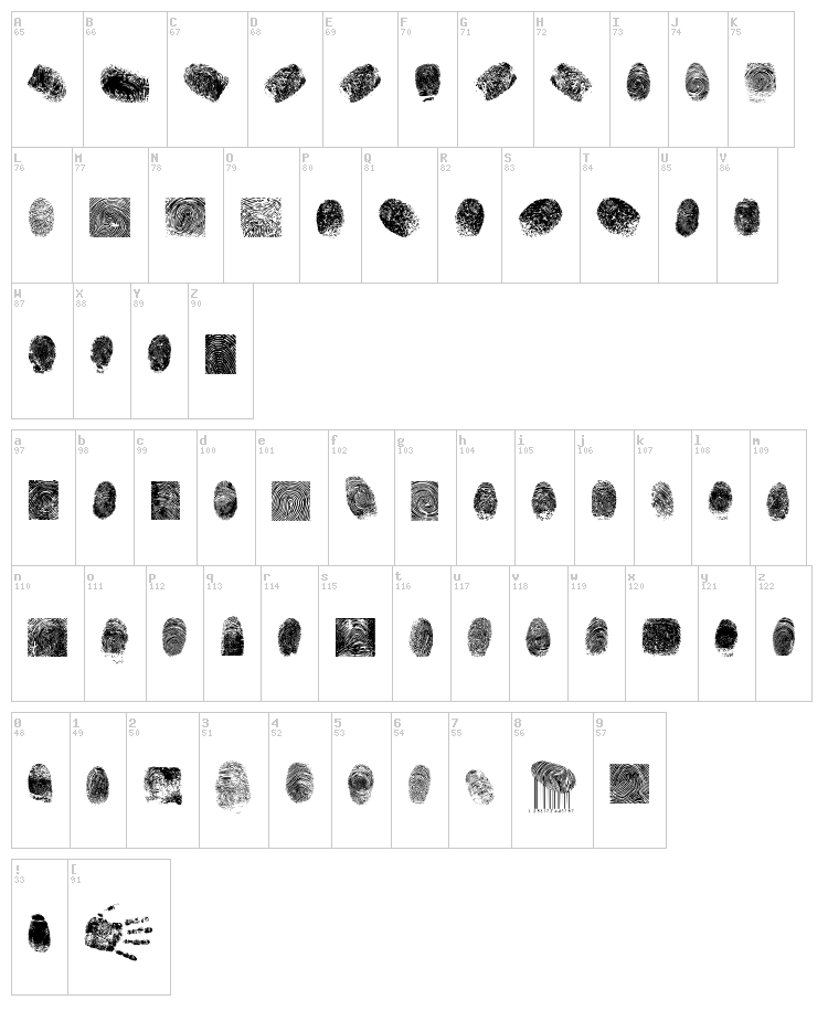 Finger Print TFB font map